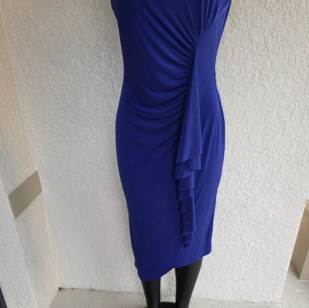BRAND NEW CONNECT APPAREL SLEEVELESS SIDE RUFFLE SHEATH DRESS - Picture 4 of 16